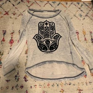 Semi-sheer Hi-Low Hamsa Sweatshirt